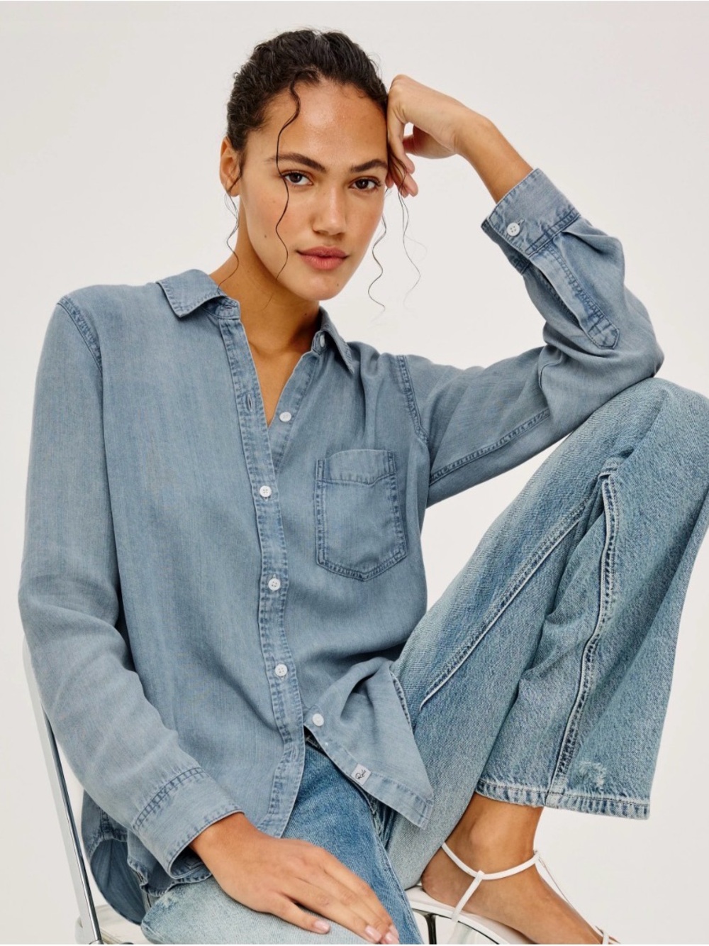 Light Wash Wide-Leg Jeans for Women - Brand Not Shown